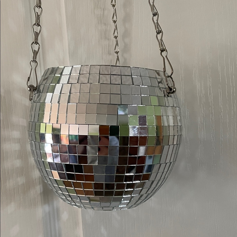 Disco Ball Silver Hanging Planter NWT - Picture 3 of 7